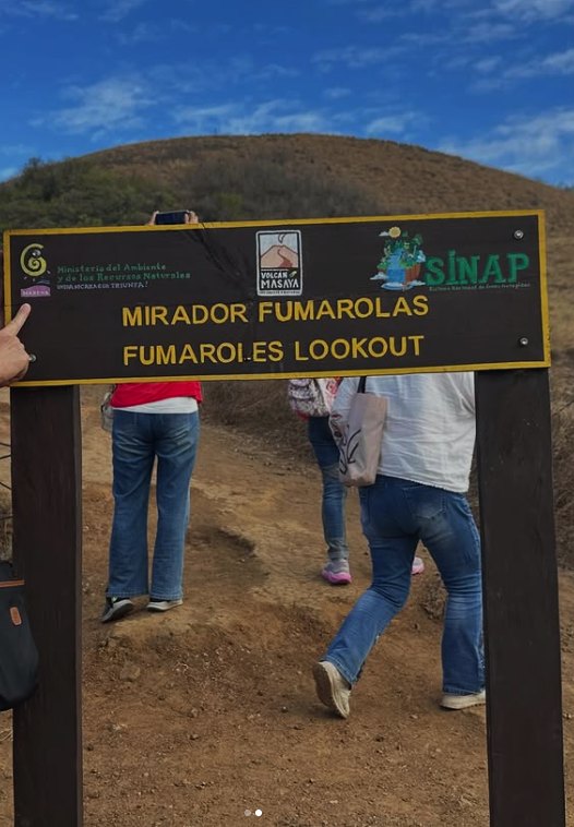 Visitors walking the gravel trail to the Fumaroles Lookout at Masaya Volcano